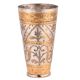 Leaves Carved With Golden Border Brass Lassi Glass