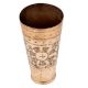 Brass Lassi Glass Etched With Tribal Flower Design