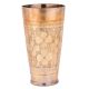 Brass Lassi Glass With Four Small Flowers And Band With Flowers On the Rim