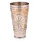 Brass Lassi Glass Floral Design In Circular Ring of Carved Leaves
