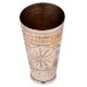 Brass Lassi Glass Floral Design In Circular Ring of Carved Leaves