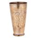 Brass Lassa Glass With Carved Aum And Hindi Text And Leaves