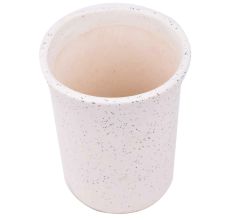 Glass Shape White Ceramic Pot With Tiny Black Dot