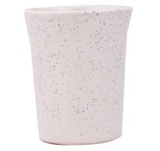 Glass Shape White Ceramic Pot With Tiny Black Dot