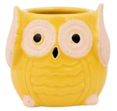 Cute Yellow Owl Ceramic Pot Planter