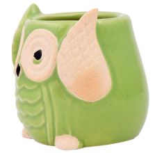 Cute Green Owl Ceramic Pot Planter