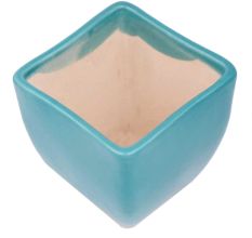 Handmade Blue Ceramic Pot With Square Top