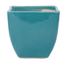 Handmade Blue Ceramic Pot With Square Top