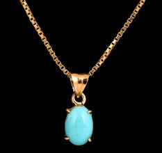Single Oval Turquoise Stone 18 K Gold For Women