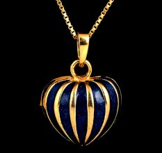 18 k Gold Enameled Blue Pumpkin Pendant For Women