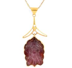 Modern Red Iolite Stone 18 k Gold Pendant For Women