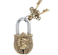 Brass Padlock Solider Face Design With 2 Decorative Keys