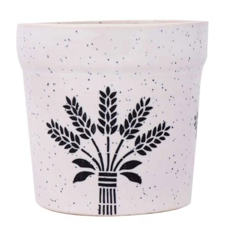 Hand painted Vase With Flowers On White Ceramic Pot or Planter