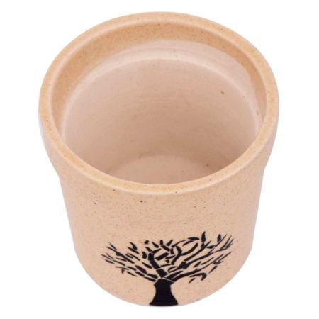 Hand painted Black Tree On Beige Ceramic Pot