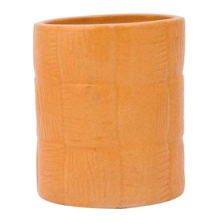 Orange Cylindrical Ceramic Pot