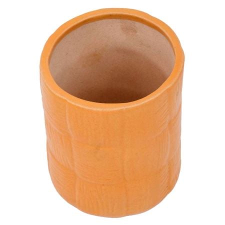 Orange Cylindrical Ceramic Pot