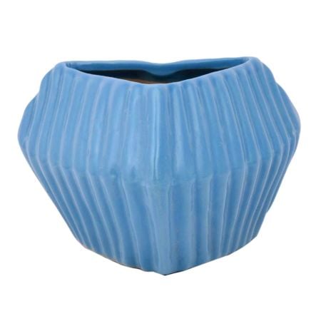 Blue Color Ceramic Vase Or Pot With Patterned Design