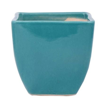 Handmade Blue Ceramic Pot With Square Top