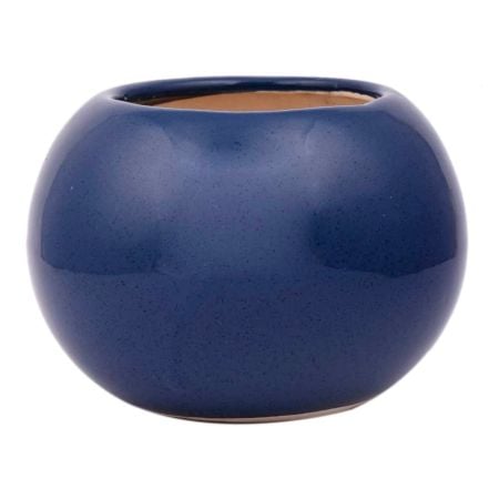 Dark Blue Round Shape Ceramic Pot
