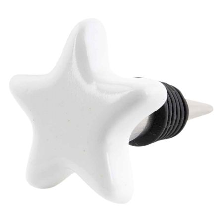 Solid White Star Ceramic Wine Bottle Stopper