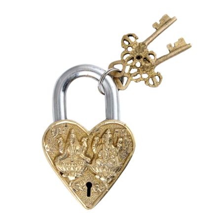 Brass Laxmi Ganesha Padlock With Two Keys