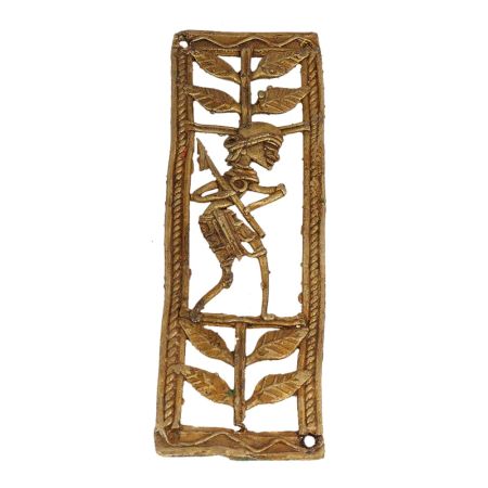 Ravishing Brass Metal Lone Hunter In Jungle Artwork