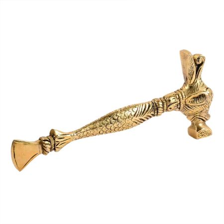 Brass Ornate Hand Carved Elephant Head Hammer Or Paper weight