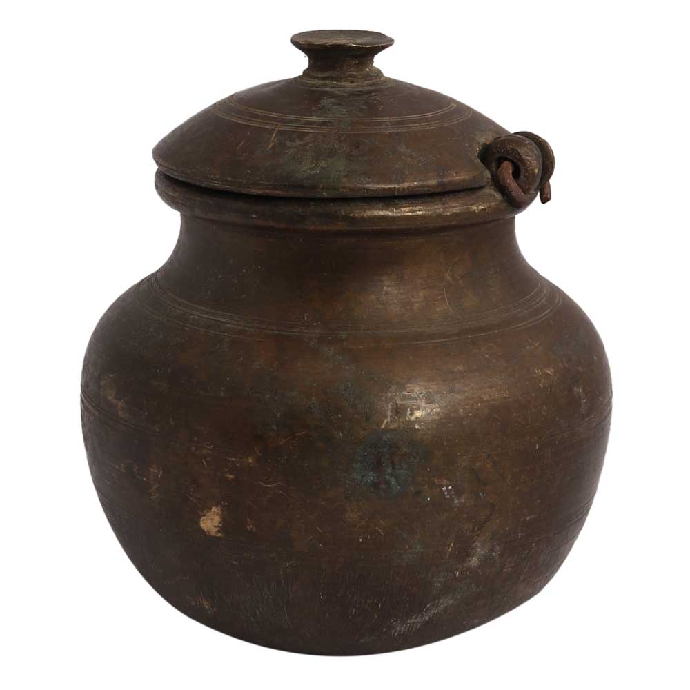 Old Brass Pot Matka With Lid