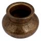 Old Brass Pot With Faded Design Used For Worship