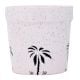 White Ceramic Pot For Indoor Plants With Painted Palm Tree