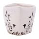 White Oval Ceramic Pot Hand painted Flower Pattern