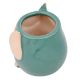 Teal Blue Painted Owl Ceramic Pot Planter