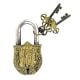 Brass Padlock Ram Durbar With 2 Decorative Keys Painted With Yellow Color