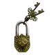 Brass Padlock Engraved Yellow Hindu Sun God Lock With 2 Keys