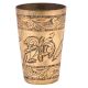 Golden Brass Lassi Glass With Floral Leaf Pattern