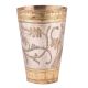 Brass Lassi Serving Glass With Golden Borders And Leaf Pattern