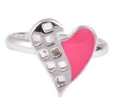 Lovely Pink Heart Adjustable Silver Toe Ring For Children