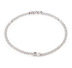 Fashionable 92.7 Sterling Silver Rope Chain Bracelet With Small Beads