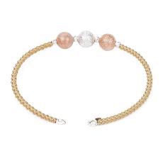 Dual Tone Round Beads Stylish Latest Designer 92.7 Sterling Silver Gold Plated Rope Bracelet