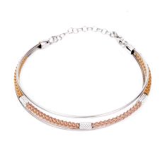 Three Tone Rope Design Bangle with 92.7 Sterling Silver Bracelets