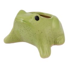 Handmade Green Glazed Ceramic Frog Shape Indoor Pot And Planter