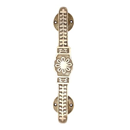 Brass Door Handles Engraved With Leafy Pattern