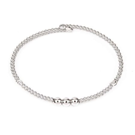 Fashionable 92.5 Sterling Silver Rope Chain Bracelet With Small Beads