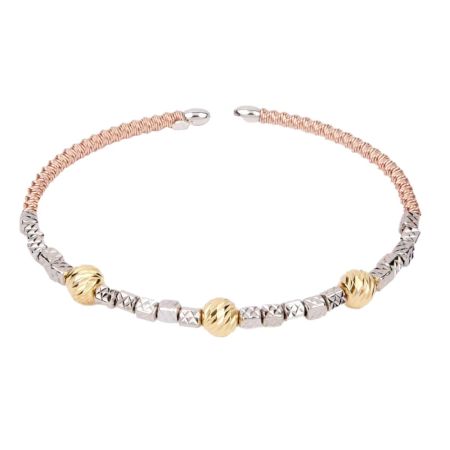 92.5 Sterling Silver Seed Beads Gold Plated Adjustable Kada Bracelet