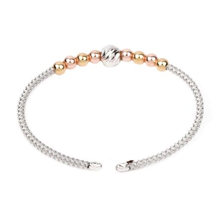 Elegant Gold Plated 92.5 Sterling Silver Bead Braided Bracelet Kada