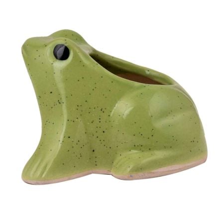 Handmade Green Glazed Ceramic Frog Shape Indoor PotÂ And Planter