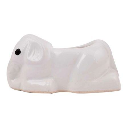 White Handmade Ceramic Elephant Shape Pot Or Planter