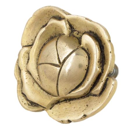 Handmade Golden Brass Dresser Drawer Knob In Rose Flower Design
