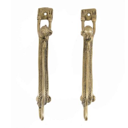 Handmade Golden Brass Door Handles In Monkey With Long Body In Set of 2