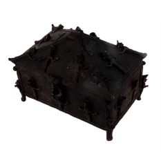 Handmade Black Finish Brass Storage Box With Many Figurines
